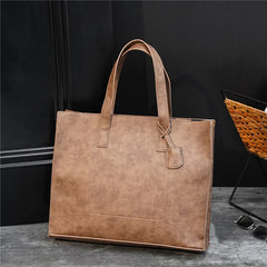 Men's PU Leather Tote Bag Single Shoulder Bag Handbag Briefcase Business Bag