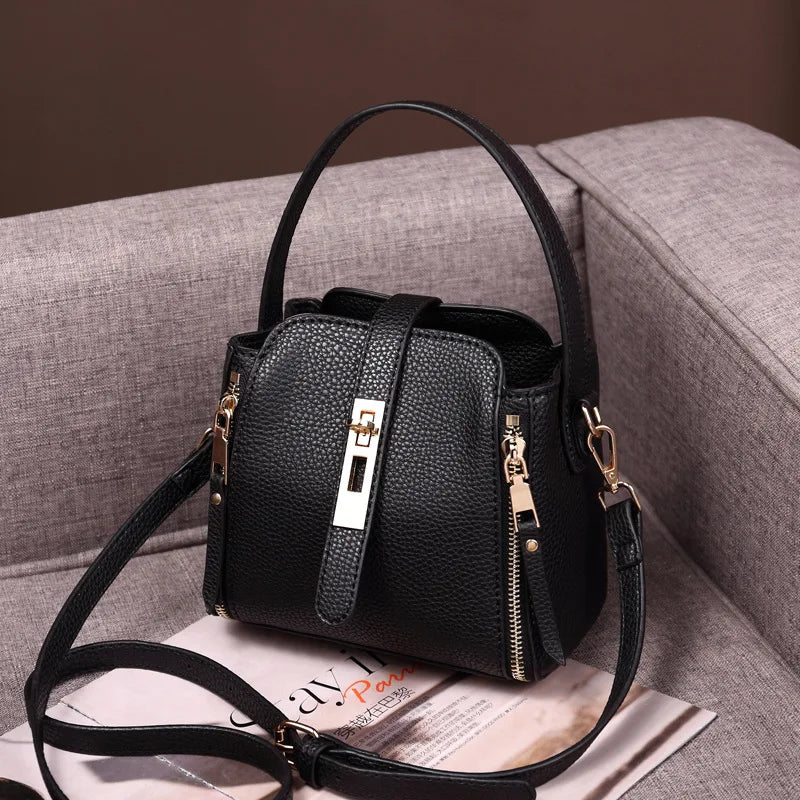 Newhotstacy Bag 06022021 Ladies Mini Phone Bag Litchi Grain Bucket Bag