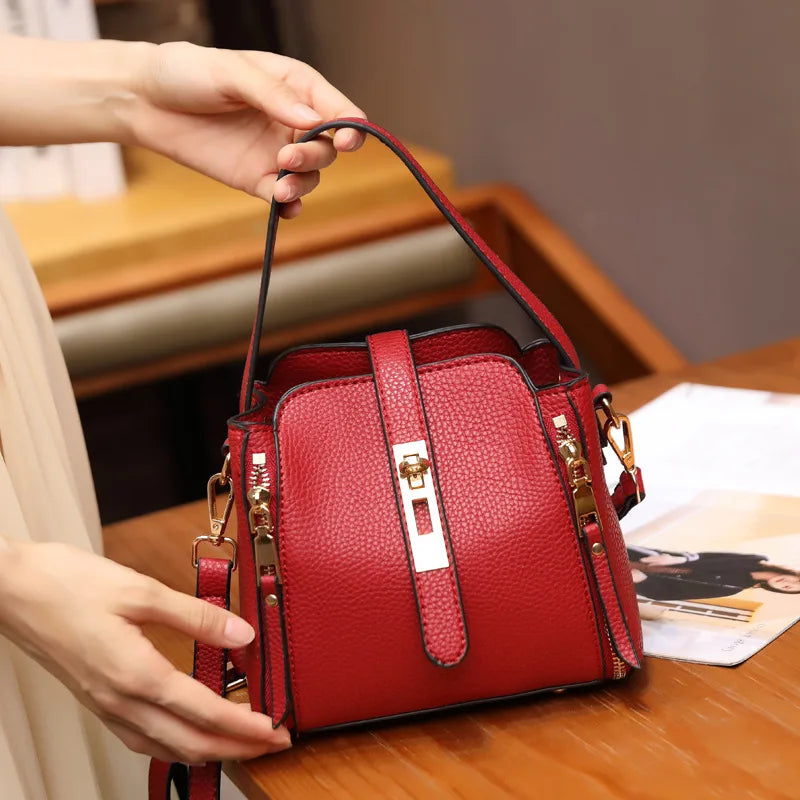 Newhotstacy Bag 06022021 Ladies Mini Phone Bag Litchi Grain Bucket Bag