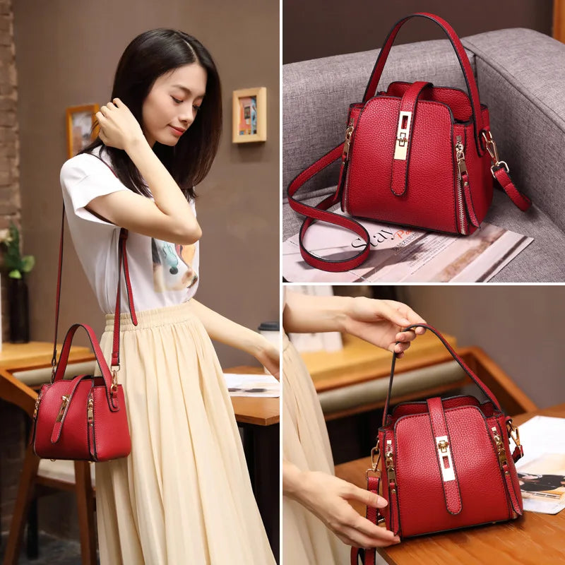 Newhotstacy Bag 06022021 Ladies Mini Phone Bag Litchi Grain Bucket Bag