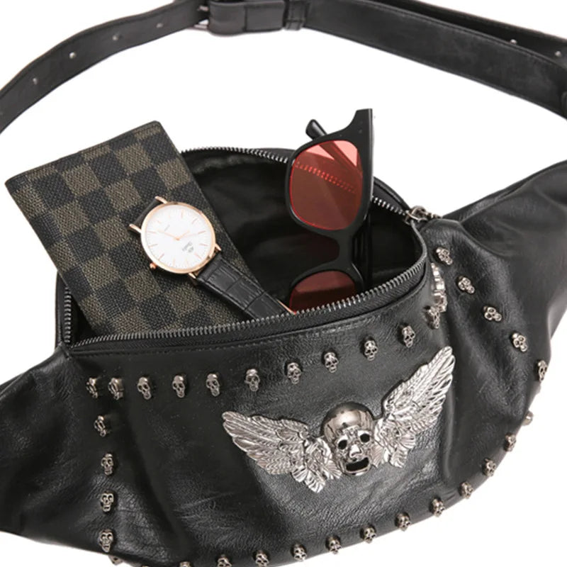 Men's Rivet Chest Bag Small Cross Body Waist Bag