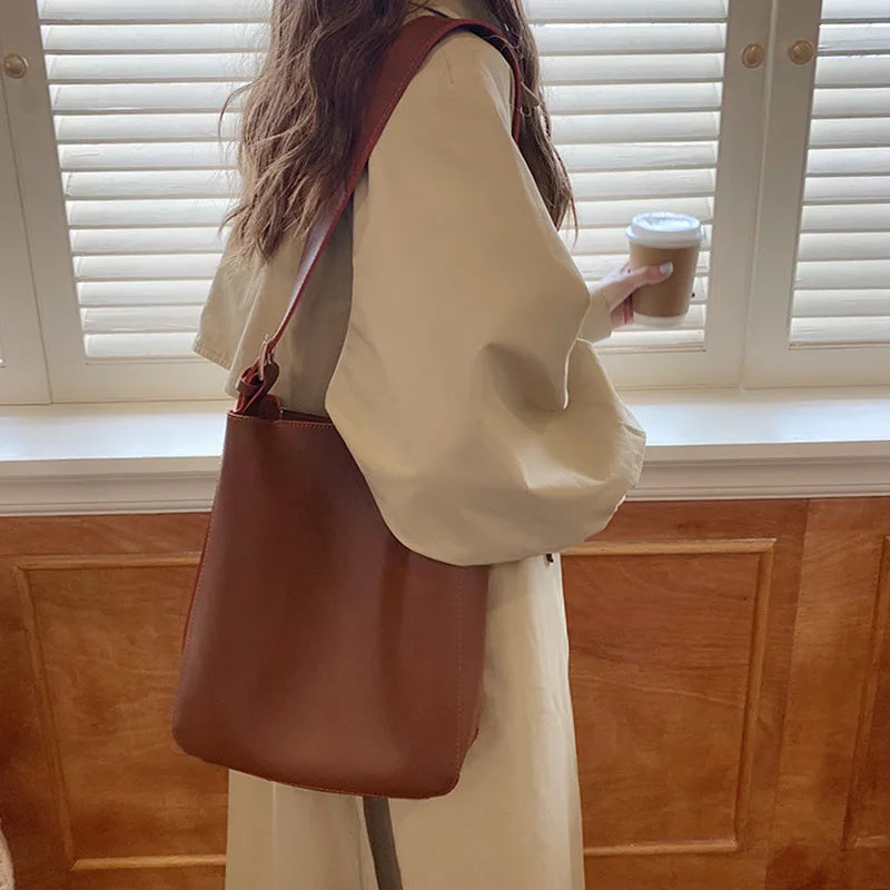 Newhotstacy Satchel Bag Large Capacity Bucket Bag