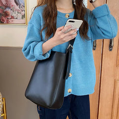 Newhotstacy Satchel Bag Large Capacity Bucket Bag