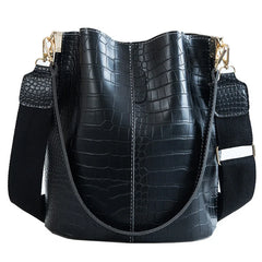Crocodile Pattern Shoulder Bag Bucket Satchel