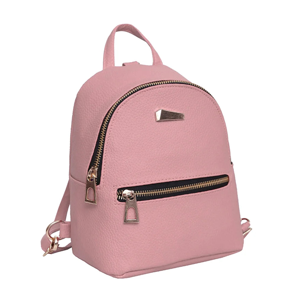Women Mini Backpack PU Leather College Shoulder Satchel Rucksack