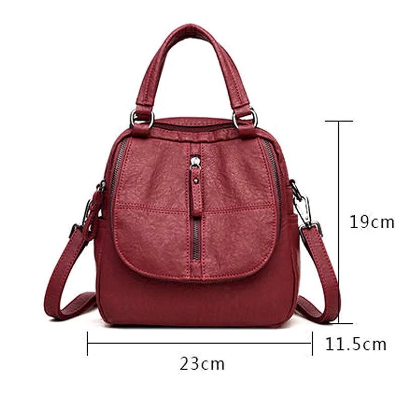 PU Leather Multipurpose Backpack Shoulder Bag for Travel