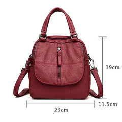 PU Leather Multipurpose Backpack Shoulder Bag for Travel