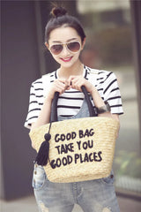 Tassel Beach Purse Casual Tote Straw Bag Female Messenger Bag
