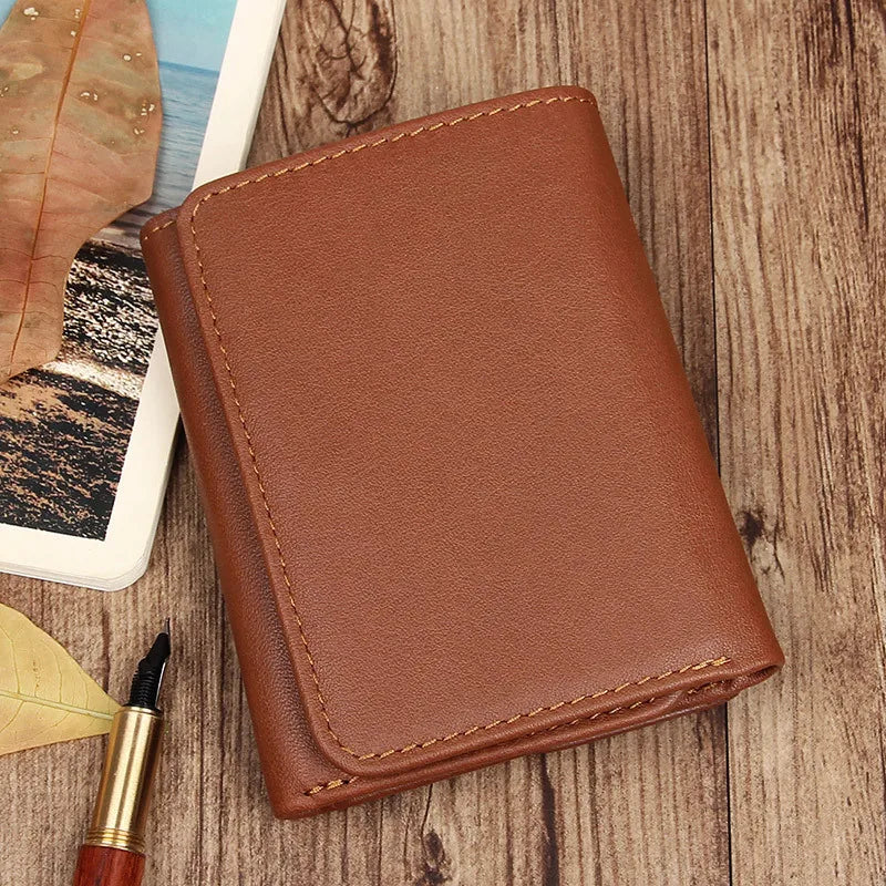 RFID Leather Wallet Anti-Scanning Japan Korea Cow Skin Purse