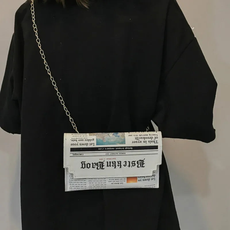 Newspaper Small Square Bag Women's Shoulder Bag