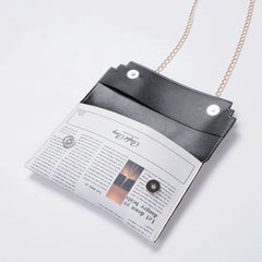 Newspaper Print Crossbody Messenger Bag Women Casual Envelope Clutch