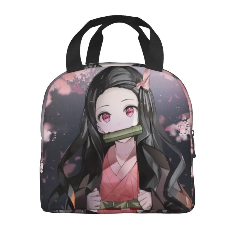 Nezuko Kimetsu No Yaiba Insulated Lunch Bag Reusable Anime Cooler Thermal Tote