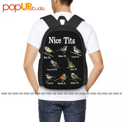 Bird Watching Birder Backpack School Art Print Sports Travel Bag