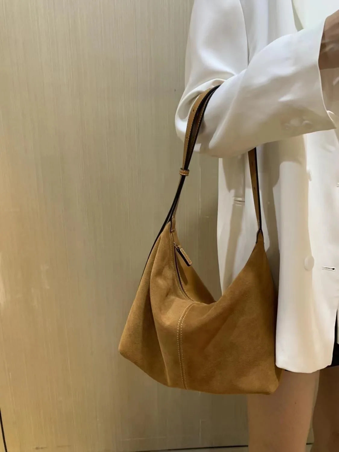 Retro Suede Underarm Bag Women's Large Leather Tote Shoulder Bags