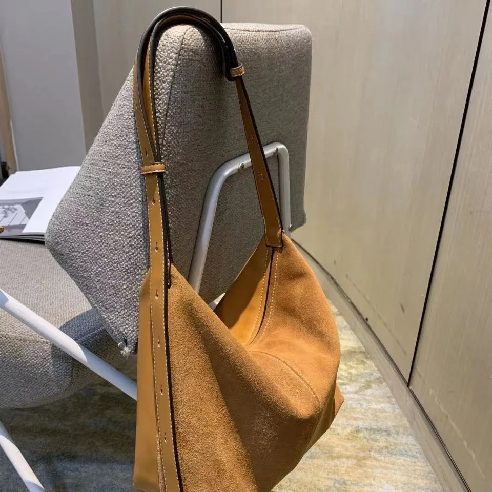 Retro Suede Underarm Bag Women's Large Leather Tote Shoulder Bags