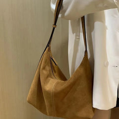 Retro Suede Underarm Bag Women's Large Leather Tote Shoulder Bags
