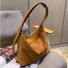 Retro Suede Underarm Bag Women's Large Leather Tote Shoulder Bags