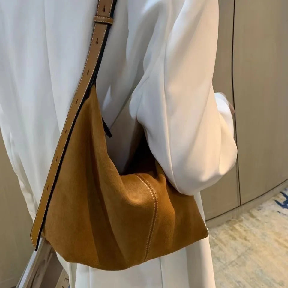 Retro Suede Underarm Bag Women's Large Leather Tote Shoulder Bags