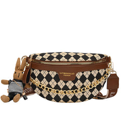 Checkerboard Bag Messenger Bag Women's Chest Bag Shoulder Bag