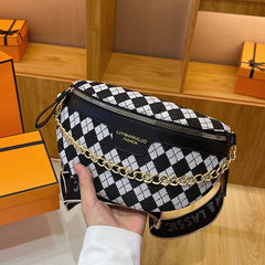 Checkerboard Bag Messenger Bag Women's Chest Bag Shoulder Bag