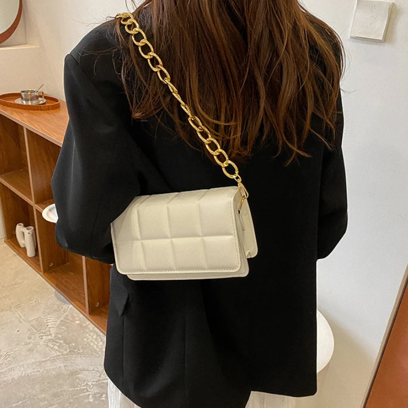 Rhombus Women Bags Texture Shoulder Bag Leather Handbags