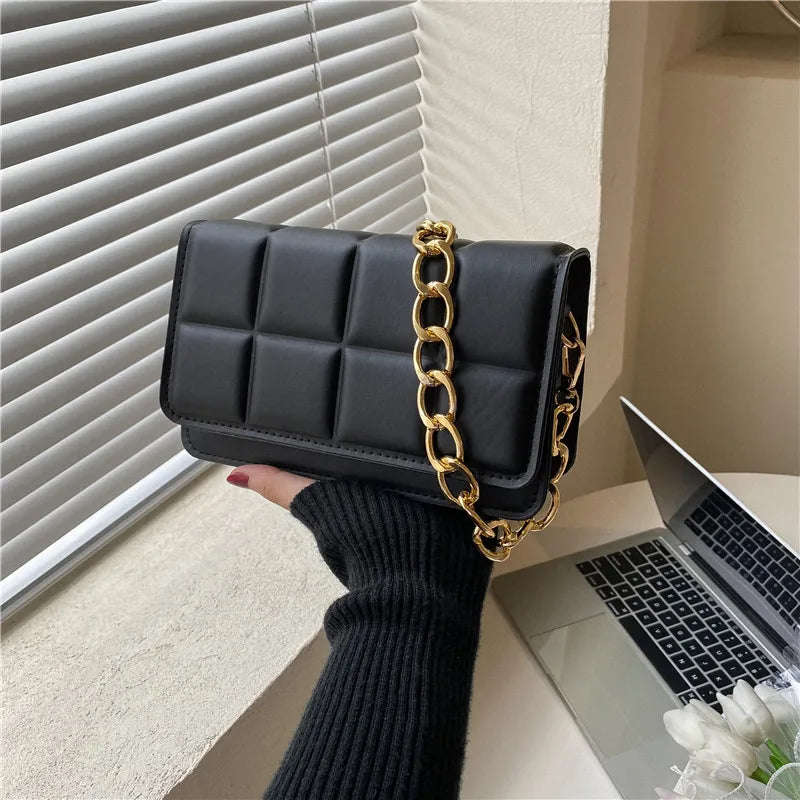 Rhombus Women Bags Texture Shoulder Bag Leather Handbags