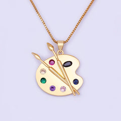 Zircon Copper Pendant Art Palette Necklace