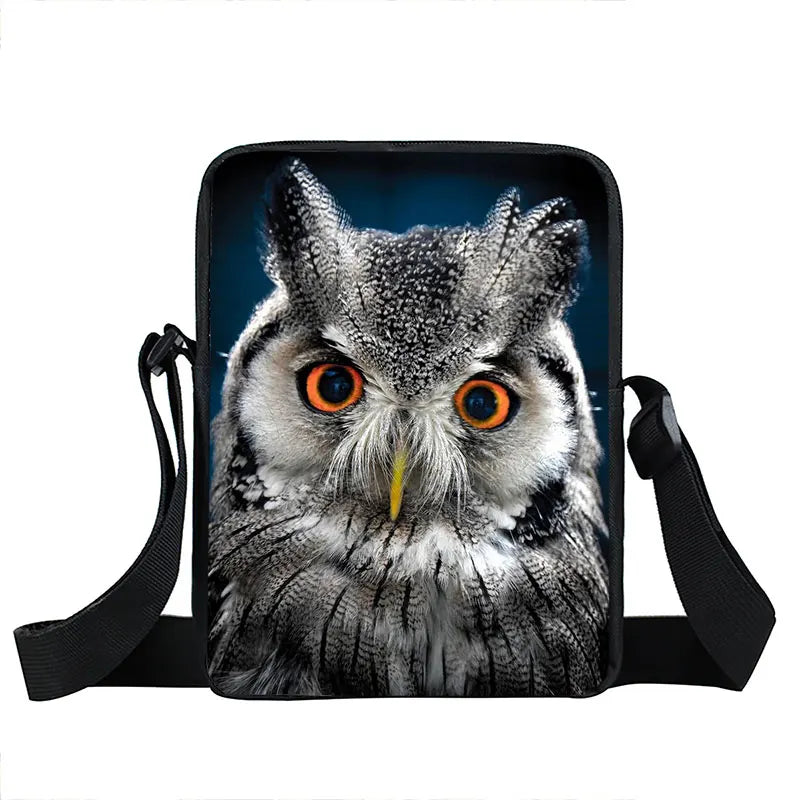 Night Bird Owl Print Small Shoulder Bag Boys Girls Messenger Bag