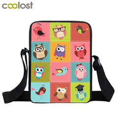 Night Bird Owl Print Small Shoulder Bag Boys Girls Messenger Bag