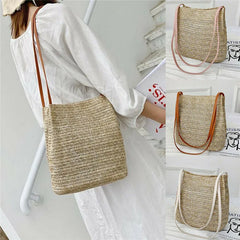 Women Knitted Rattan Straw Crossbody Bag Satchel Handbag