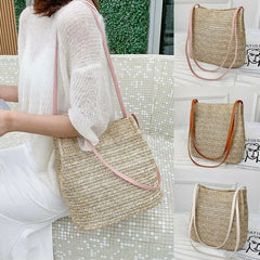 Women Knitted Rattan Straw Crossbody Bag Satchel Handbag