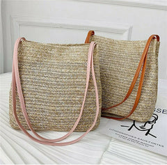 Women Knitted Rattan Straw Crossbody Bag Satchel Handbag
