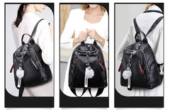 NoEnName Women Lady Anti-Theft PU Leather Rucksack Travel Shoulder Bag