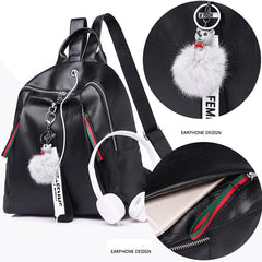 NoEnName Women Lady Anti-Theft PU Leather Rucksack Travel Shoulder Bag