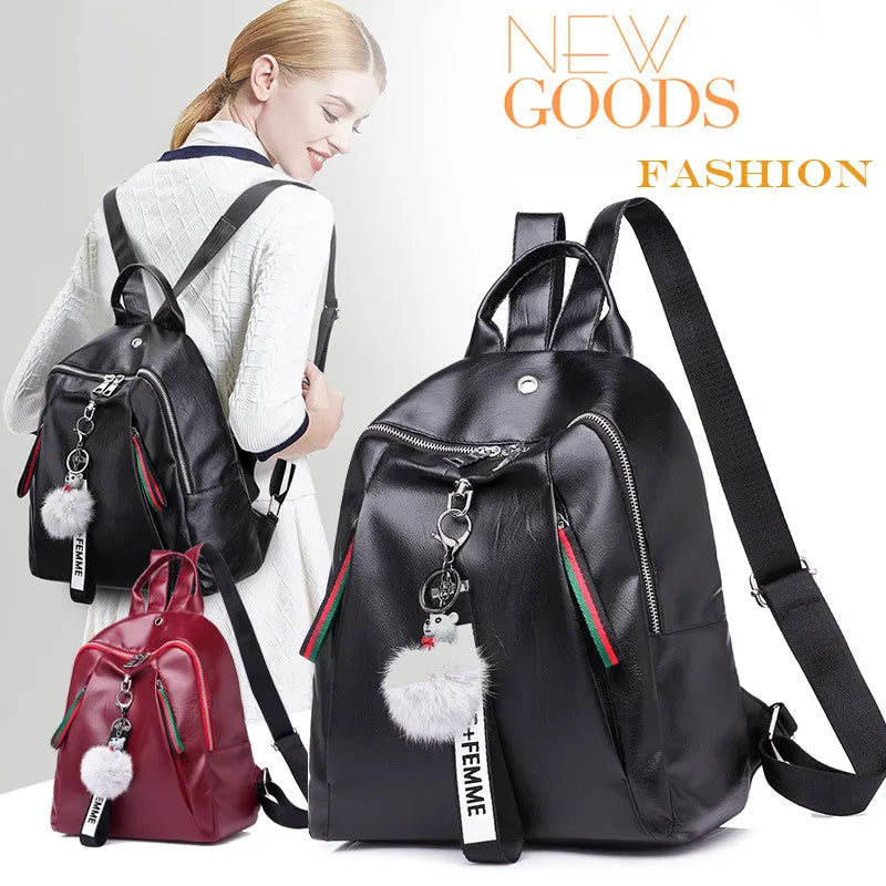 NoEnName Women Lady Anti-Theft PU Leather Rucksack Travel Shoulder Bag