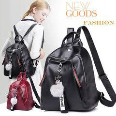 NoEnName Women Lady Anti-Theft PU Leather Rucksack Travel Shoulder Bag