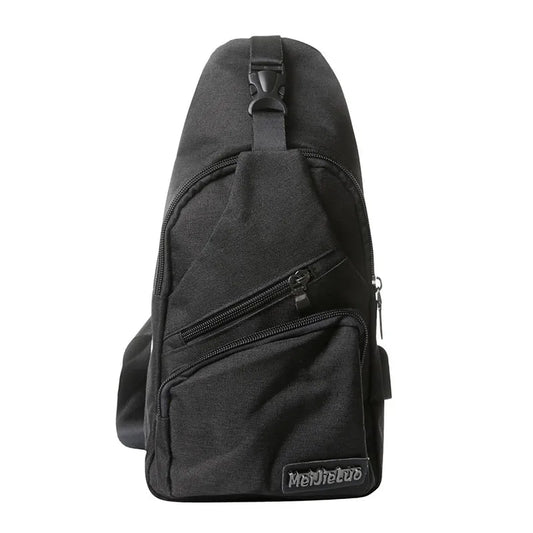 Nylon Sling Bag Backpack USB Charging Crossbody Shoulder Bag