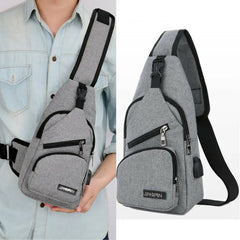 Men Women Shoulder Bag Sling Chest Bag Pack Outdoor Travel Sport USB Charging
