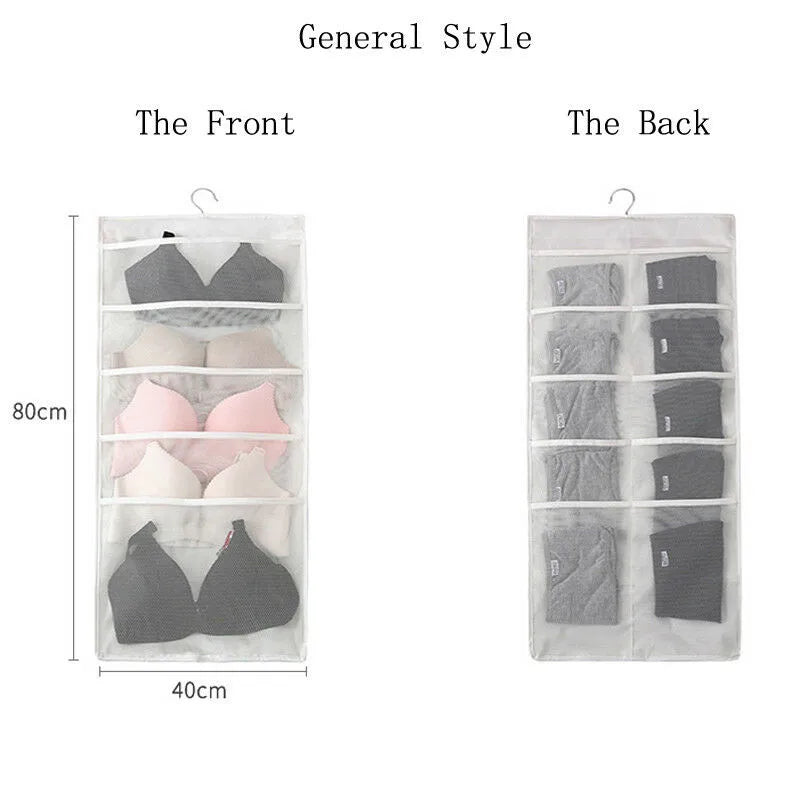 Women Bra Underwear Socks Hanging Bag Dustproof Cover Organizer 80*40cm