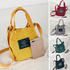 Corduroy Shopper Shoulder Tote Crossbody Bag