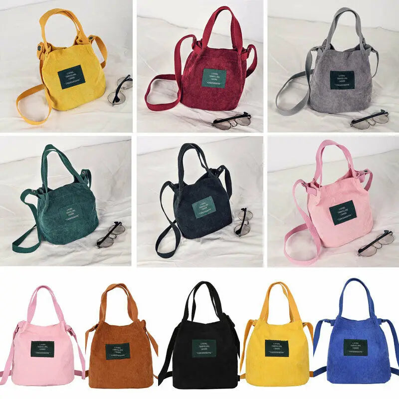 Corduroy Shopper Shoulder Tote Crossbody Bag