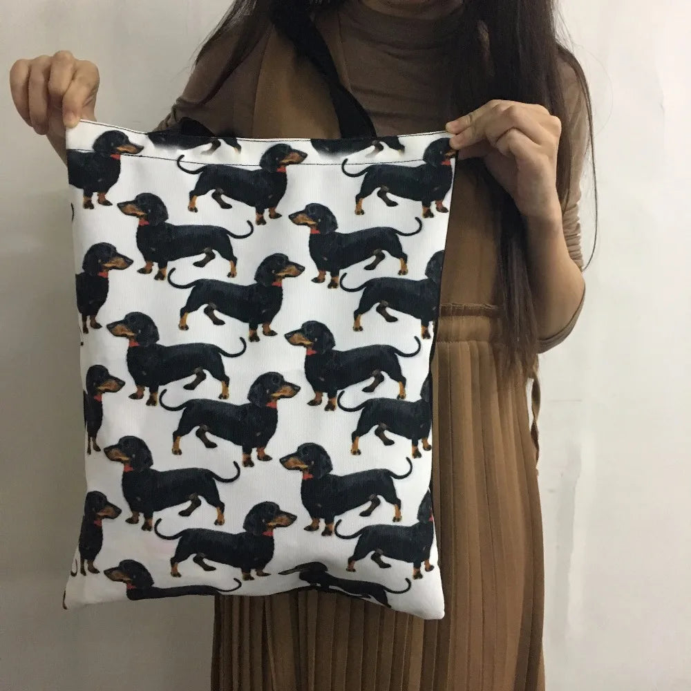 Noisydesigns Canvas Handbag French Bulldog Daisy Boxer Print Women Sh