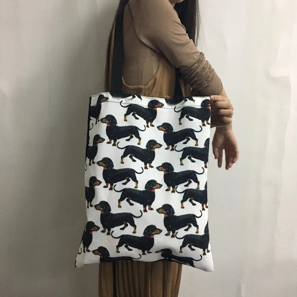 Noisydesigns Canvas Handbag French Bulldog Daisy Boxer Print Women Sh