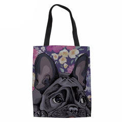 Noisydesigns Canvas Handbag French Bulldog Daisy Boxer Print Women Sh
