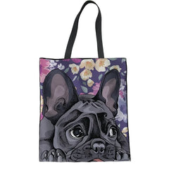 Noisydesigns Canvas Handbag French Bulldog Daisy Boxer Print Women Sh