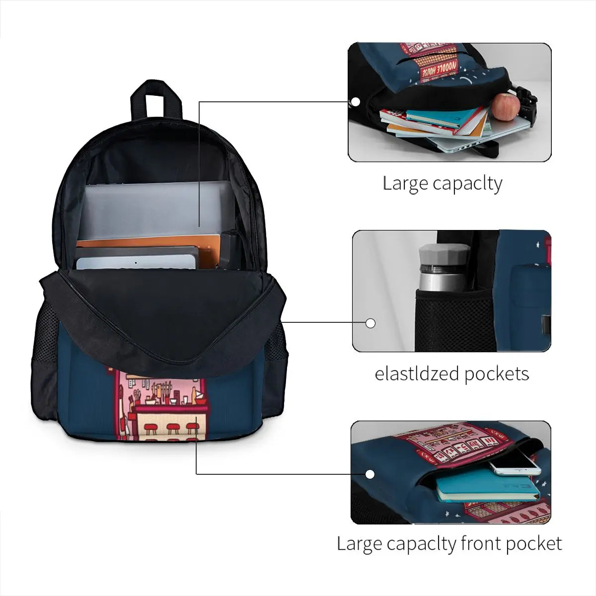 Noodle House At Night Backpacks Men's Backpacks Bags For Women Man Bag Backpack