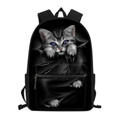 Cat Print Gothic Moon Teenager School Backpack Girls Women Travel Daypack