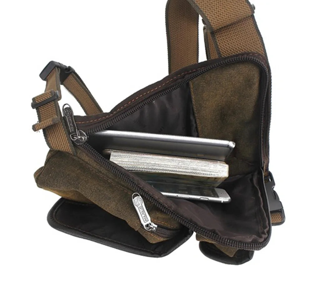 Canvas Drop Leg Bag Belt Hip Bum Motorcycle Crossbody Bags for Men