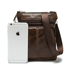 Men's Leather Messenger Bag Small Crossbody Phone Pouch