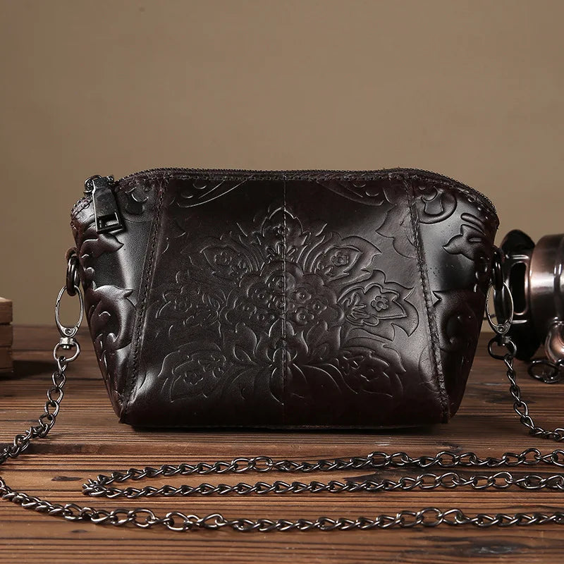 Women Messenger Bag Leather Crossbody Shoulder Bags for Women Female Flower Hand